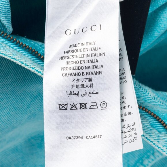 Gucci PF/19 Blue Embroidered Cherry Tapered Paperbag-Waist Jeans - Picture 13 of 16